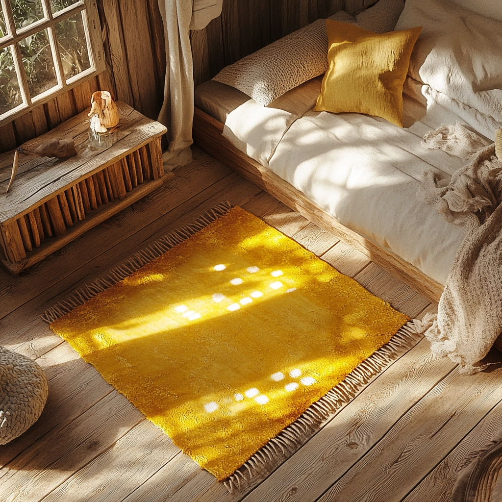 yellow rug bedroom 19