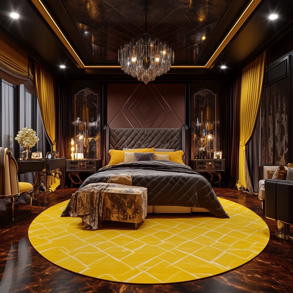 yellow rug bedroom 32