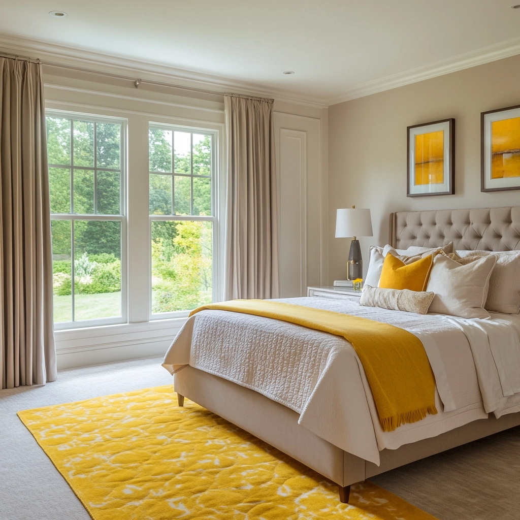 yellow rug bedroom 33