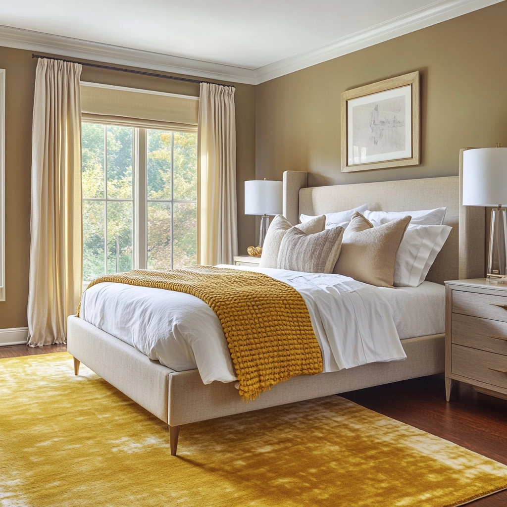 yellow rug bedroom 34