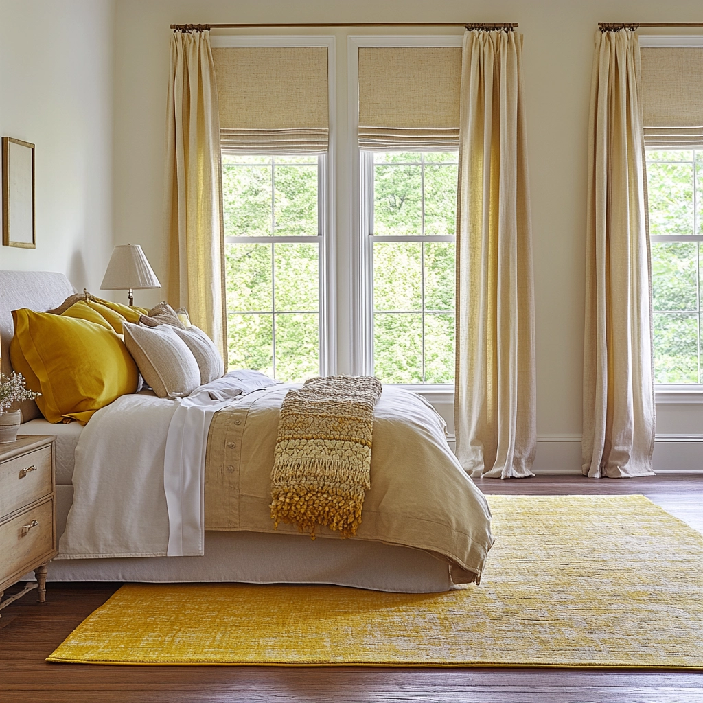 yellow rug bedroom 35