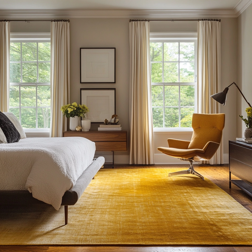 yellow rug bedroom 36