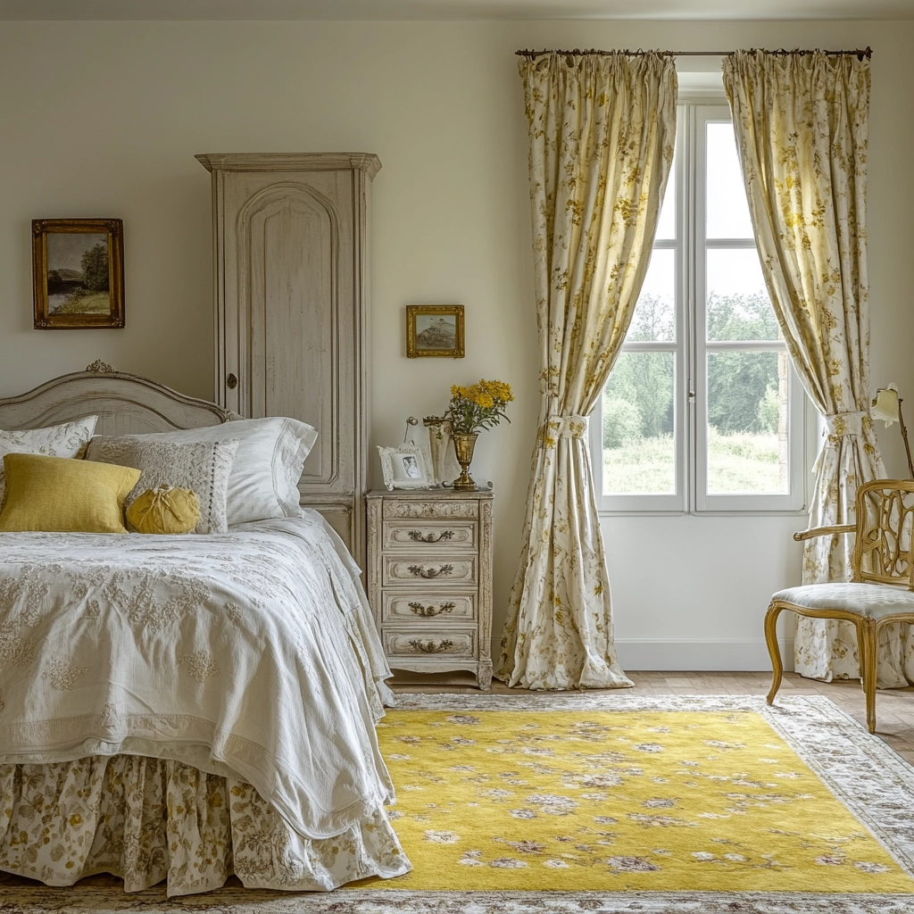 yellow rug bedroom 37