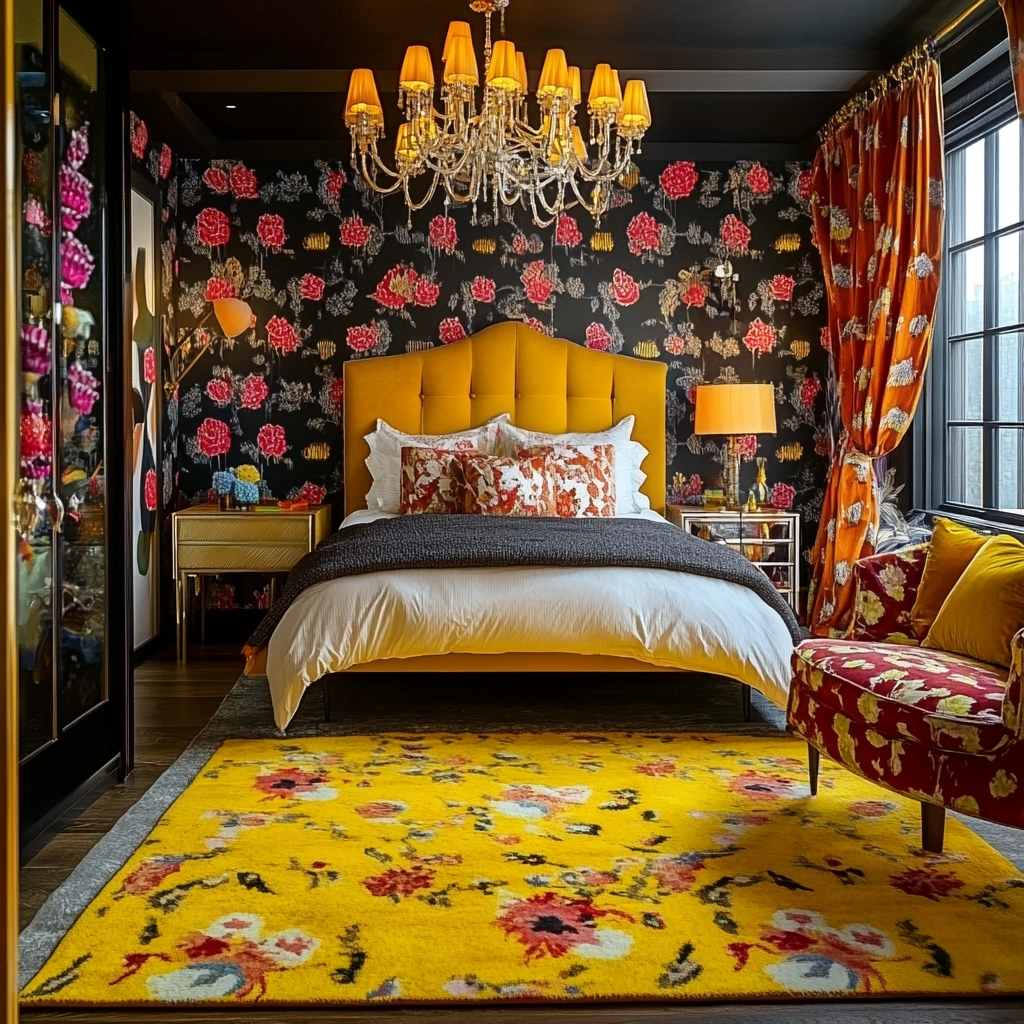 yellow rug bedroom 41