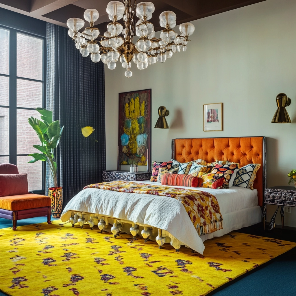 yellow rug bedroom 42
