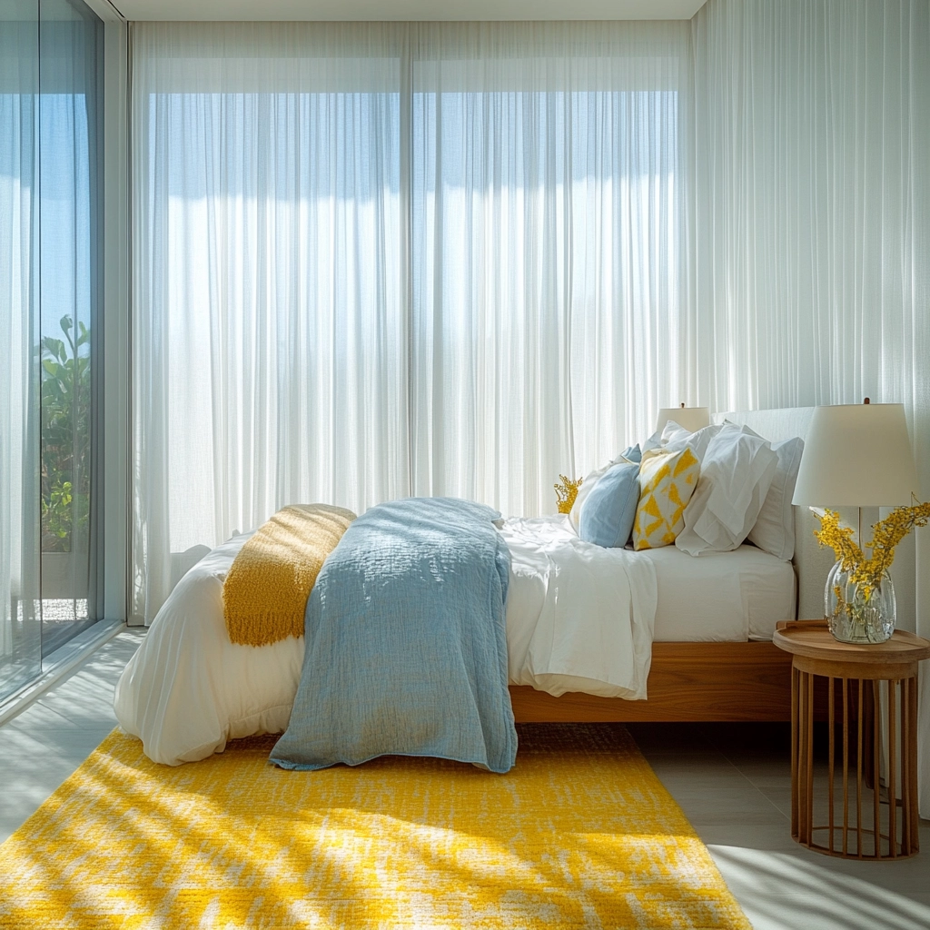 yellow rug bedroom 48