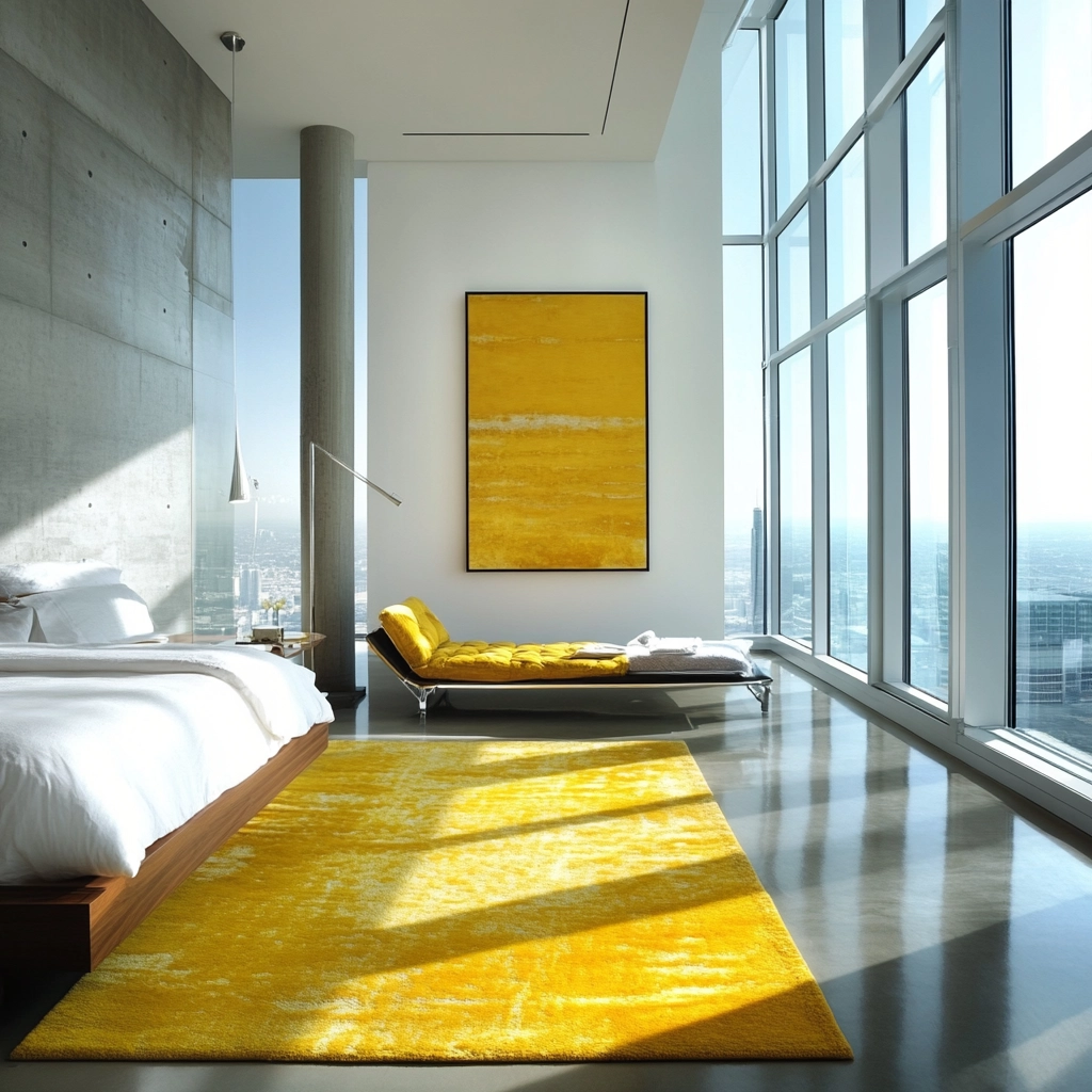 yellow rug bedroom 50