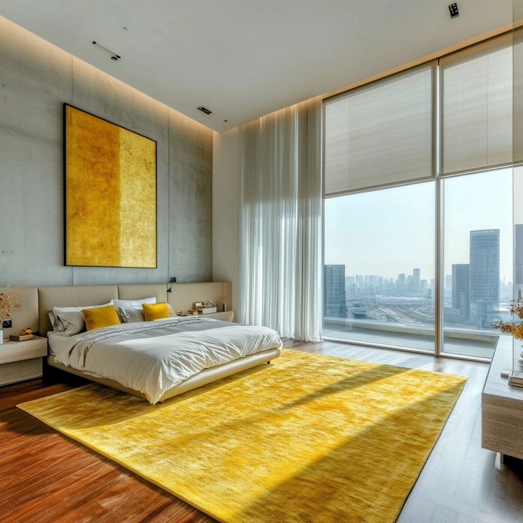 yellow rug bedroom 51
