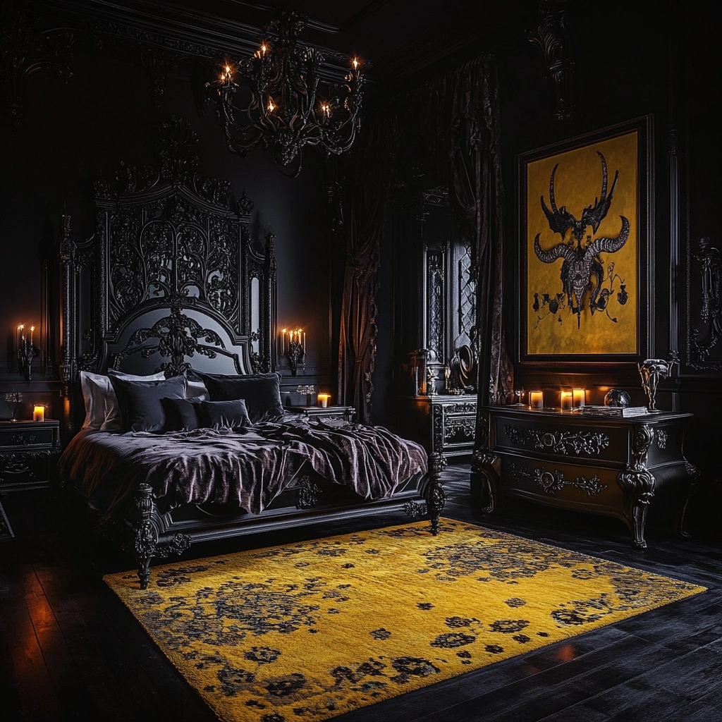 yellow rug bedroom 54