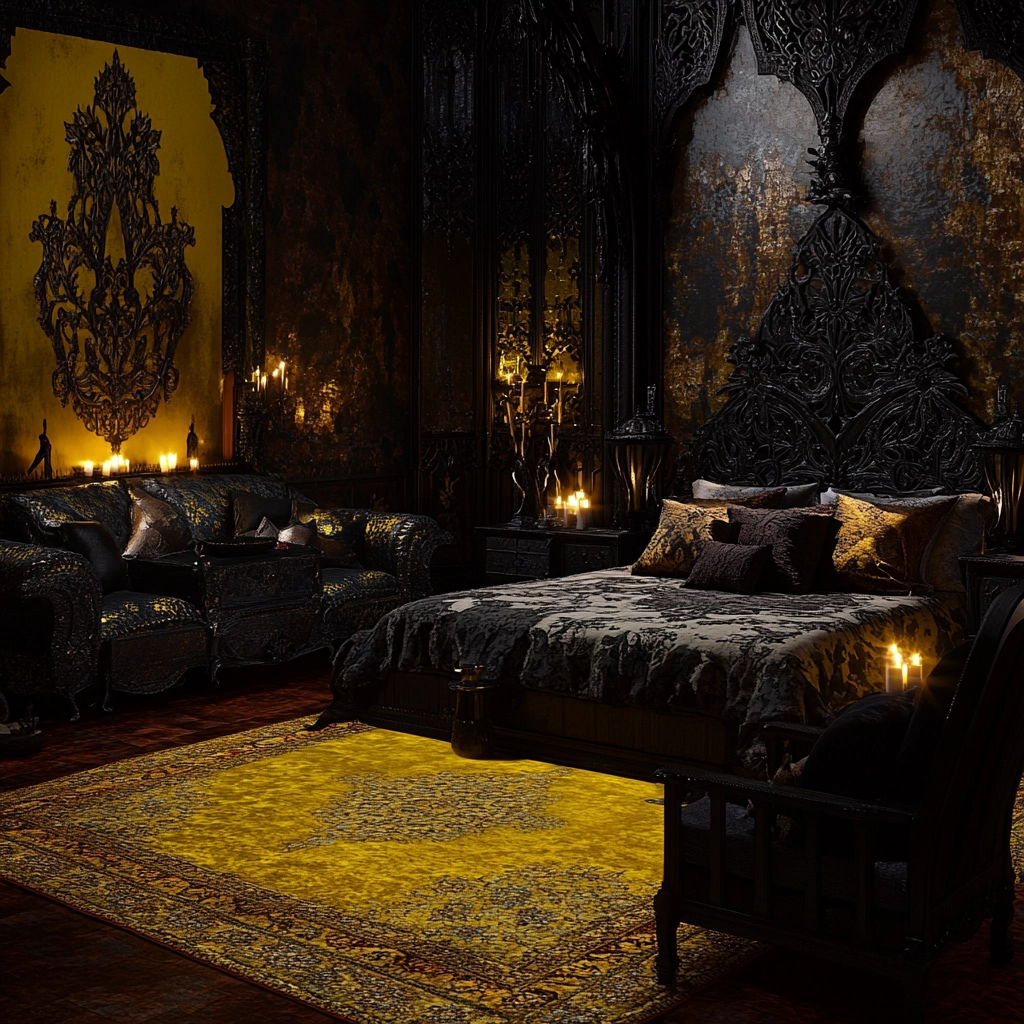 yellow rug bedroom 55