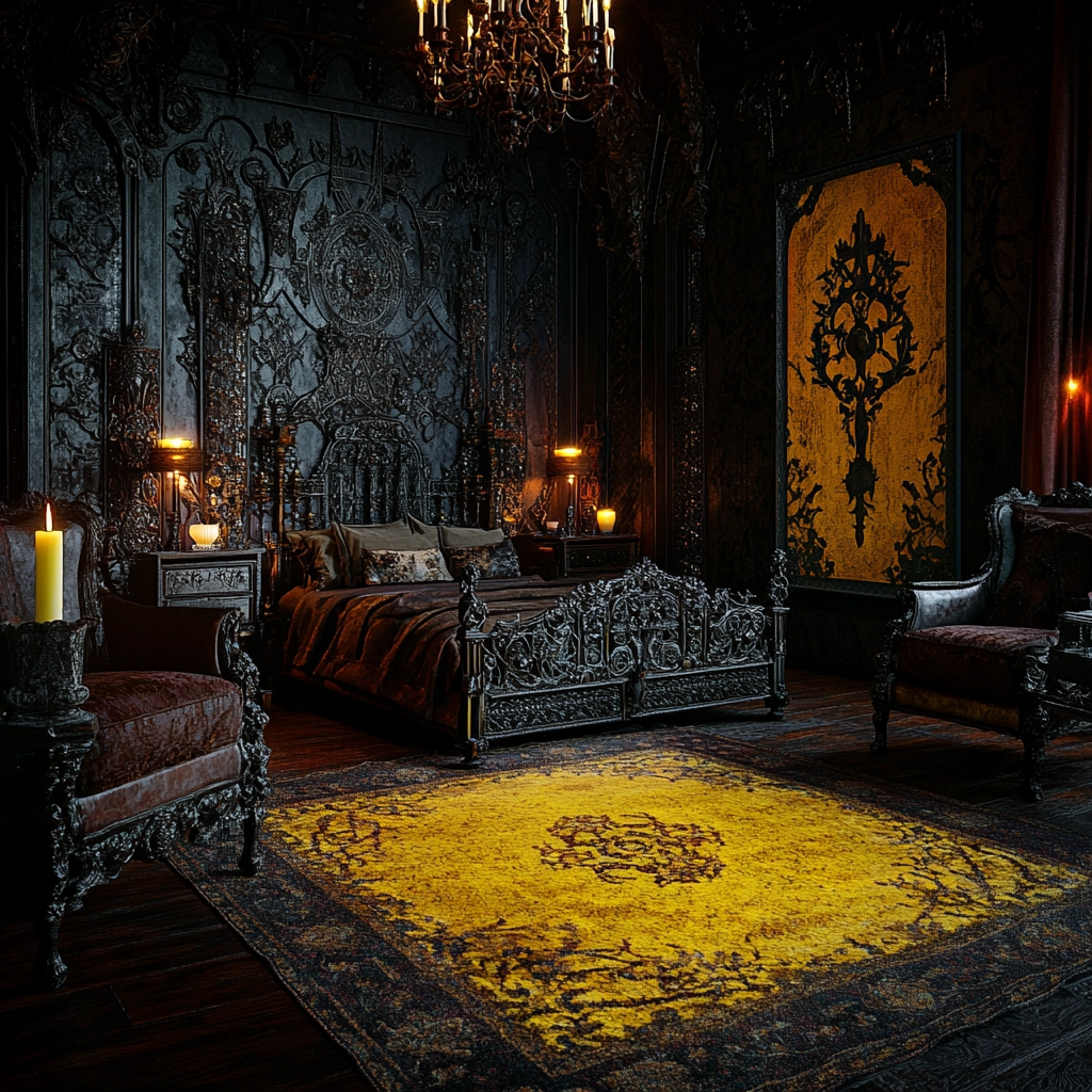 yellow rug bedroom 56