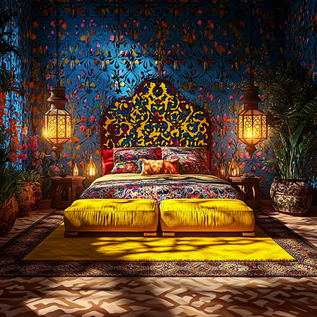 yellow rug bedroom 57