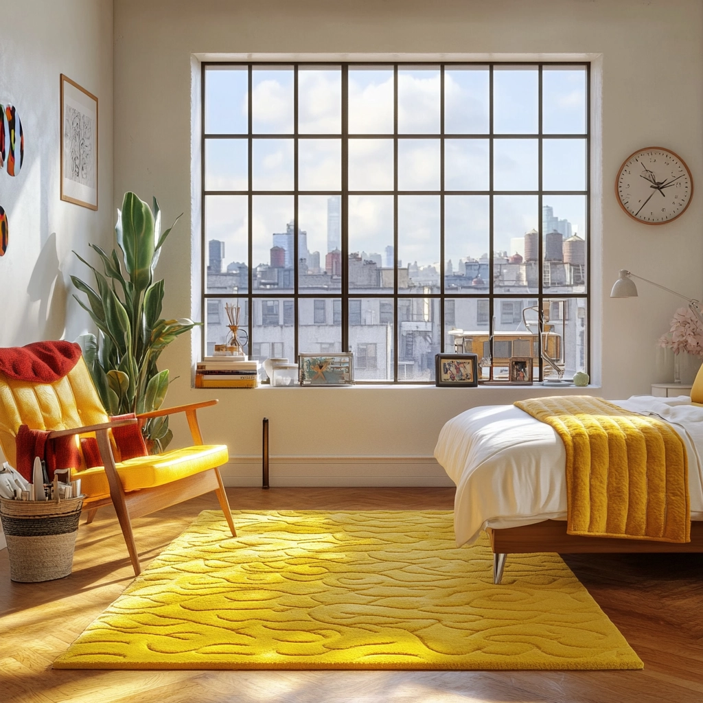 yellow rug bedroom 64