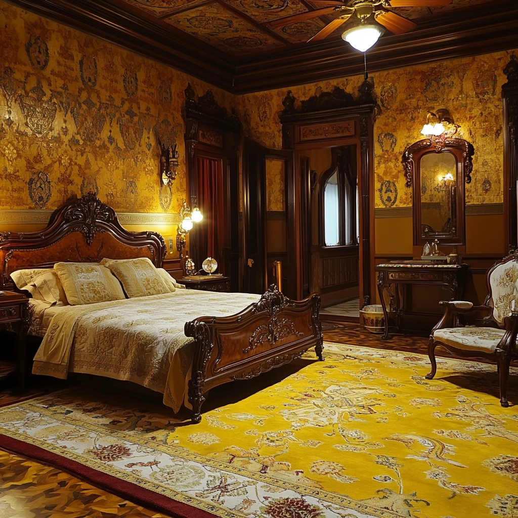 yellow rug bedroom 69