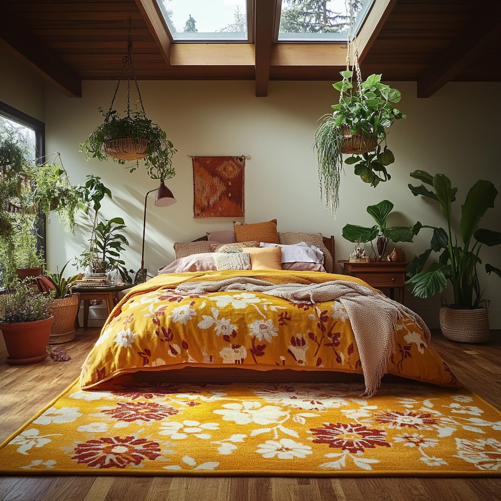 yellow rug bedroom 7