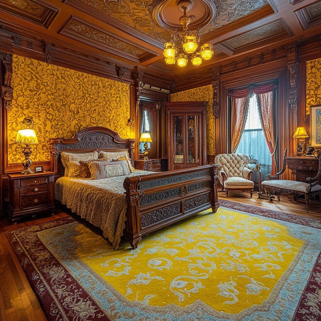 yellow rug bedroom 71