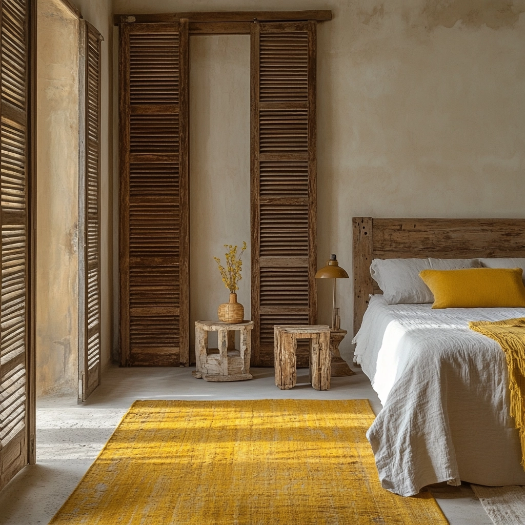 yellow rug bedroom 73