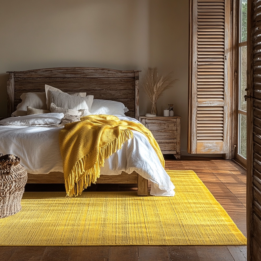 yellow rug bedroom 76