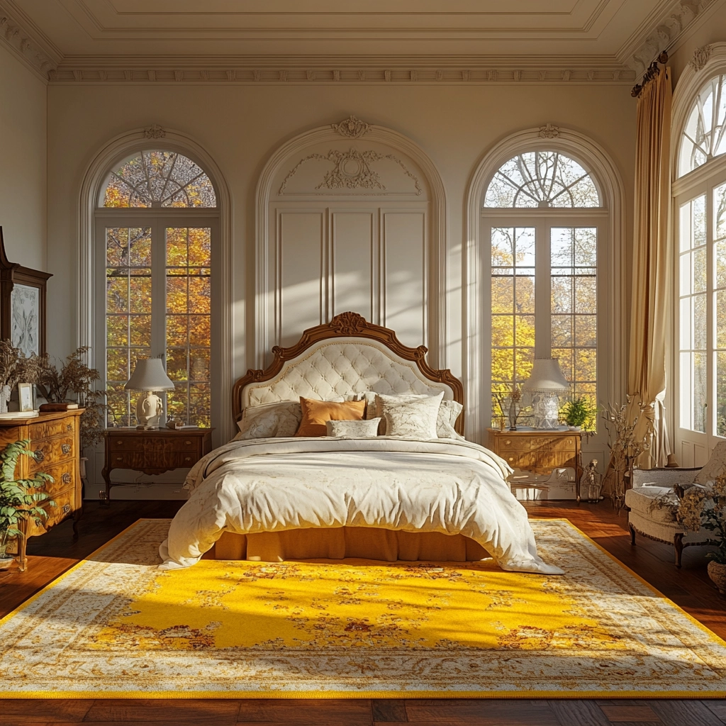 yellow rug bedroom 79