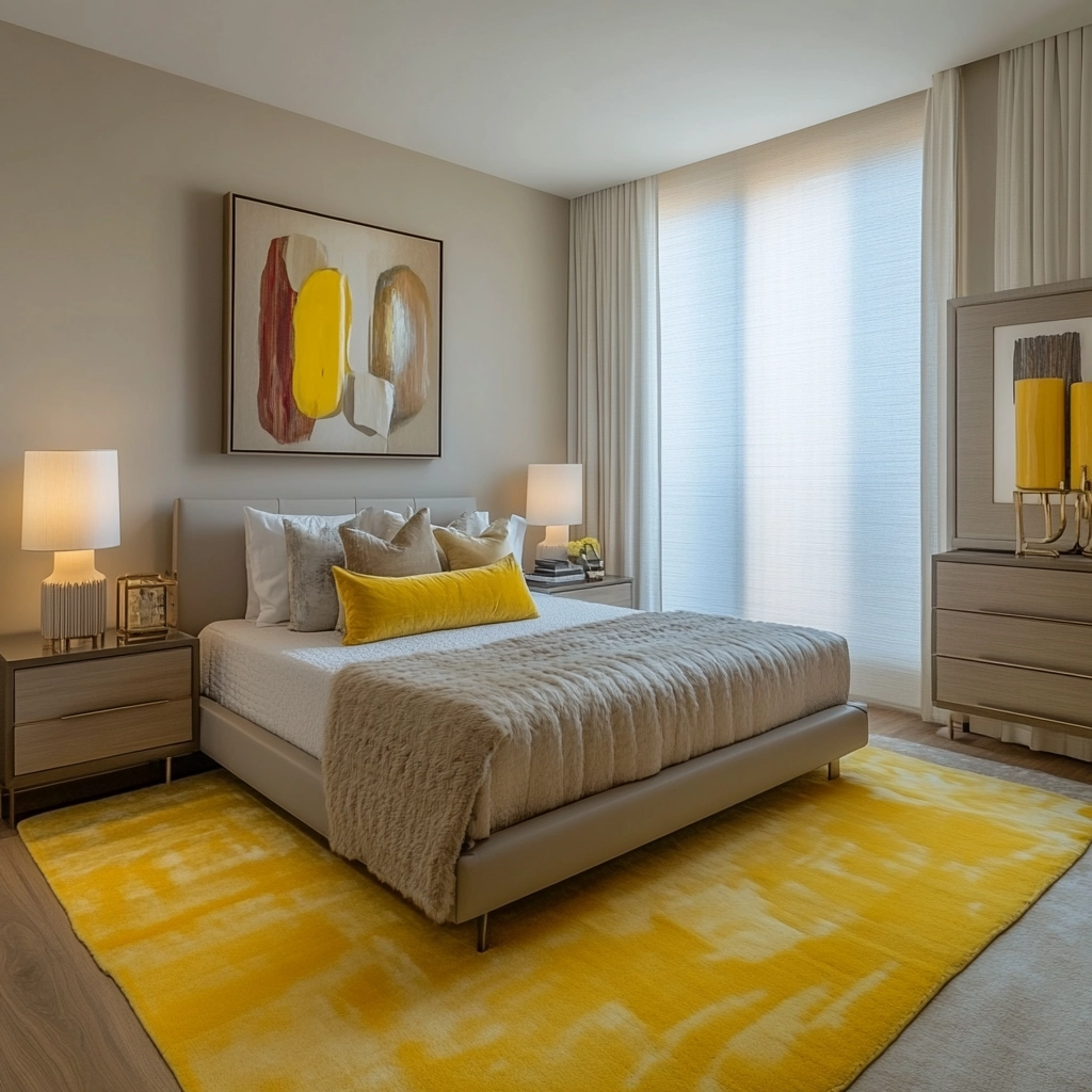 yellow rug bedroom 9